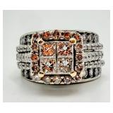 14K White Gold Princess Cut Quad Diamond Frame Bri