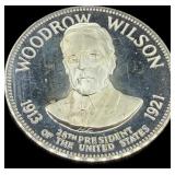 Woodrow Wilson Sterling Silver Presidential Coin
