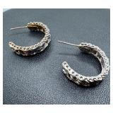 14k White Gold Wheat Link Half Hoop Earrings
