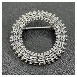14k White Gold Wheat Link Brooch