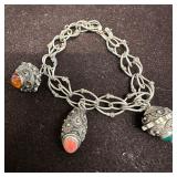 800 Silver Gemstone Inlay Charm Intricate Silverwo