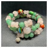 Sterling Silver Adjustable Stone Bead Bracelet