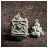 Ornate Filigree Locket Poison Charm 800 Silver Sto