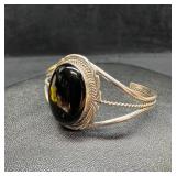 Sterling Black Resin Cuff Bracelet