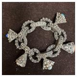 Silver 800 Lapis and Faux Stone Charm Thick Chain