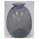 Vintage Glass Blue Optic Swirl Vase