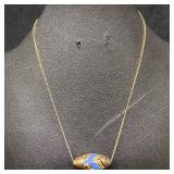 Venetian Murano Art Glass Lamp Work Gold Toned Cha