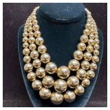 Graduated Beaded Style Gold Toned Coro Necklace