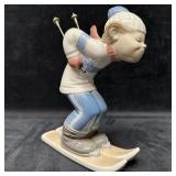 Lladro Porcelain Skier Boy Glazed Figurine