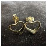 14K Gold Open Heart Earrings T92
