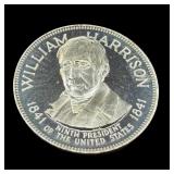 William Harrison Sterling Silver Presidential Coin