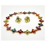 14k Gold Multi-Stone Bracelet & Earrings