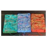 3 Vintage Blue Red Green Asian Style Travel Jewelr