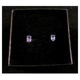 Silver Tanzanite Stud Earrings