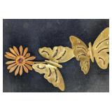 Vintage Mixed Metal Flower & Butterfly Art
