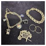 Monet Signed Jewelry Lot Charm and Chain Link Brac