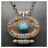 Tibetan Gau Prayer Pill Trinket Box Pendant Sterli