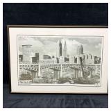 Skyline Cleveland Ohio Black and White Framed Phot