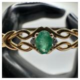 Costa Rica 14K Gold Bracelet Green Stone and Accen