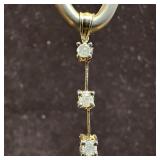 14K Triple Accent Diamond Dangle Gold Pendant