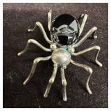 Evelyn Spencer Black Onyx Spider Arachnid Pin Broo