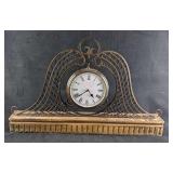 Vintage Style Prestige Metal & Wooden Mantel Clock