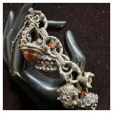 800 Silver Multiple Fob Charms Bracelet R12