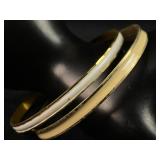 Vintage Gold Plated Cream White Enamel Bangle Brac