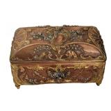 Vintage Gold Gilded Heavy Copper Coffin Trinket Bo