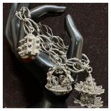 Ornate Filigree Charm Bracelet 800 Silver Etruscan