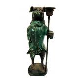 Large Cast Iron Bull Dog Candle Holder