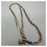 14K Tri Color Gold Woven Necklace Italy 16 Inch