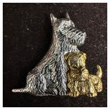 LC Brooch Scottish Terriers Dog Puppy Silver Gold