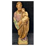 Vintage Chalkware Joseph With Baby Jesus 16" Figur