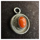 Coral Small Silver MA Hallmark Native Style Pendan