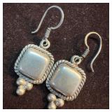 Sterling Silver Square Rope Accent Style Dangle Dr