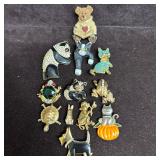 Group of Animal Themed Costume Jewelry Brooches an