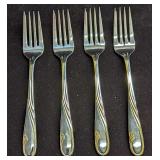 4 Retired Gorham Golden Swirl Salad Dinner Forks A