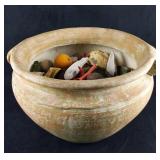 Vintage Style Ceramic Pot With Decorative Gourds