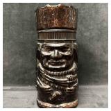 Native American Chief Brown Amber Glass Jar Tobacc