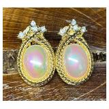 Nolan Miller Faux Pearl Rhinestone Gold Tone Clip