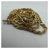 14K Gold Diamond Cut Rope Chain Style Necklace