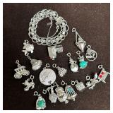 Vintage Silver Tone Monet House Charm Bracelet wit