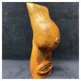 Wooden Sculpture Hand Carved Pregnant Belly Third