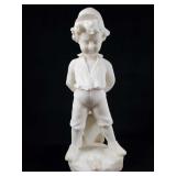 Carved Italian White Marble of Boy and Frog Sculpt