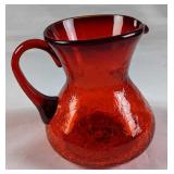 Vintage Red Crackle Glass Small Pitcher Creamer