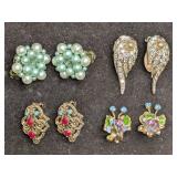 Vintage Austria Japan Unsigned Faux Pearl Rhinesto