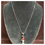 925 LT Thailand Sterling Silver Necklace and Multi