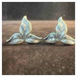 Amber Shimmer Crystal Leaf Paperweight in Box Glas