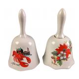 Vintage Maine Lobster And Floral  Porcelain Bells